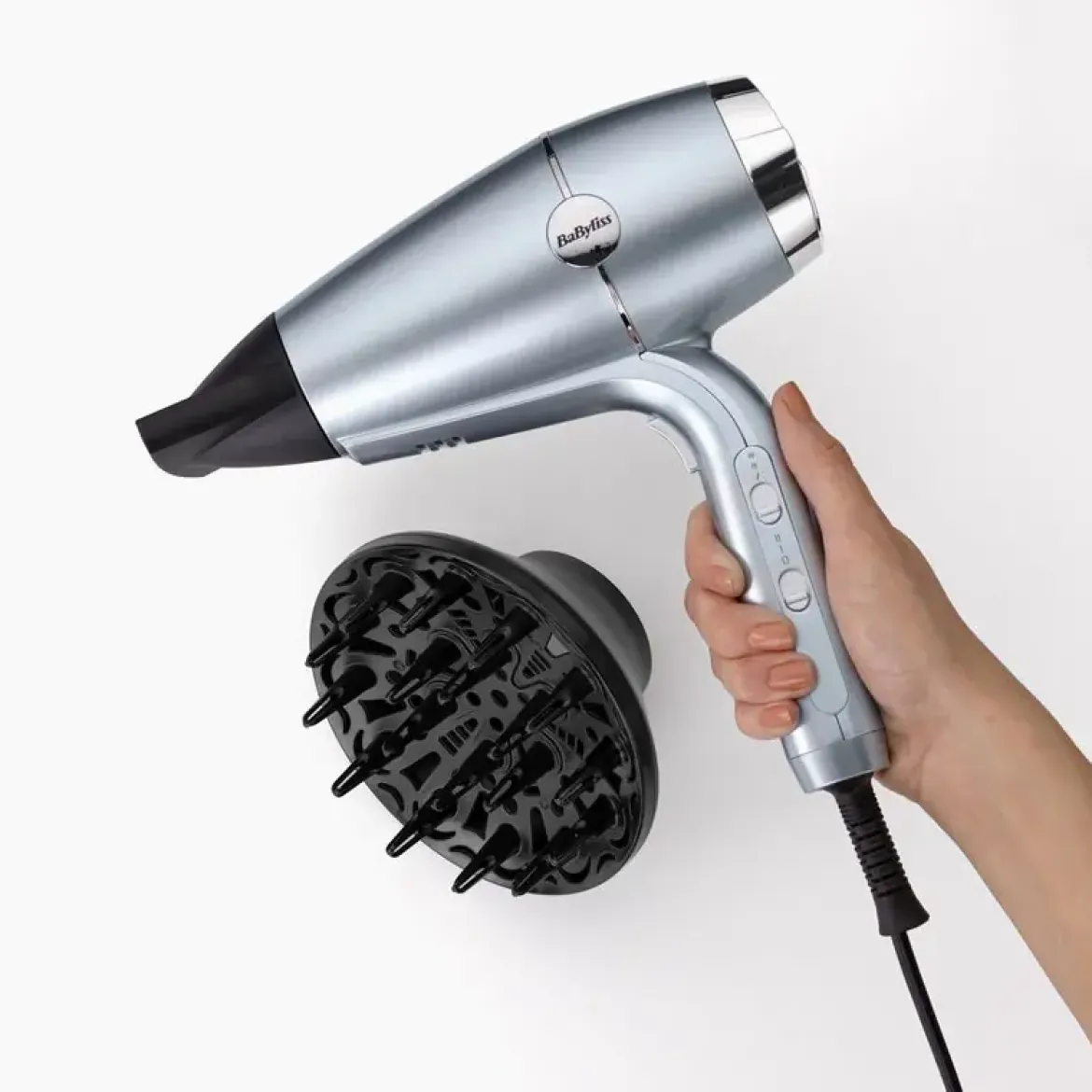 Secador Babyliss 2100W Gris Difusor Hydro Fusion D773DE