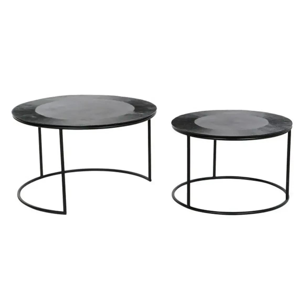 Set de 2 Mesas Auxiliares de Metal Color Negro MB-207540