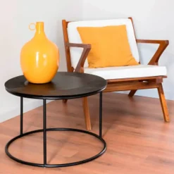 Set de 2 Mesas Auxiliares de Metal Color Negro MB-207540