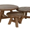 Set de 3 Mesas de Centro Redonda en Teca Reciclada MB-217308