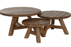 Set de 3 Mesas de Centro Redonda en Teca Reciclada MB-217308