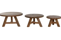 Set de 3 Mesas de Centro Redonda en Teca Reciclada MB-217308