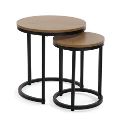 Set de 2 Mesas Nido Auxiliares MEGAN con Tablero de Madera
