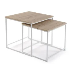 Set de 2 Mesas Nido con Patas de Metal Blancas 10330161