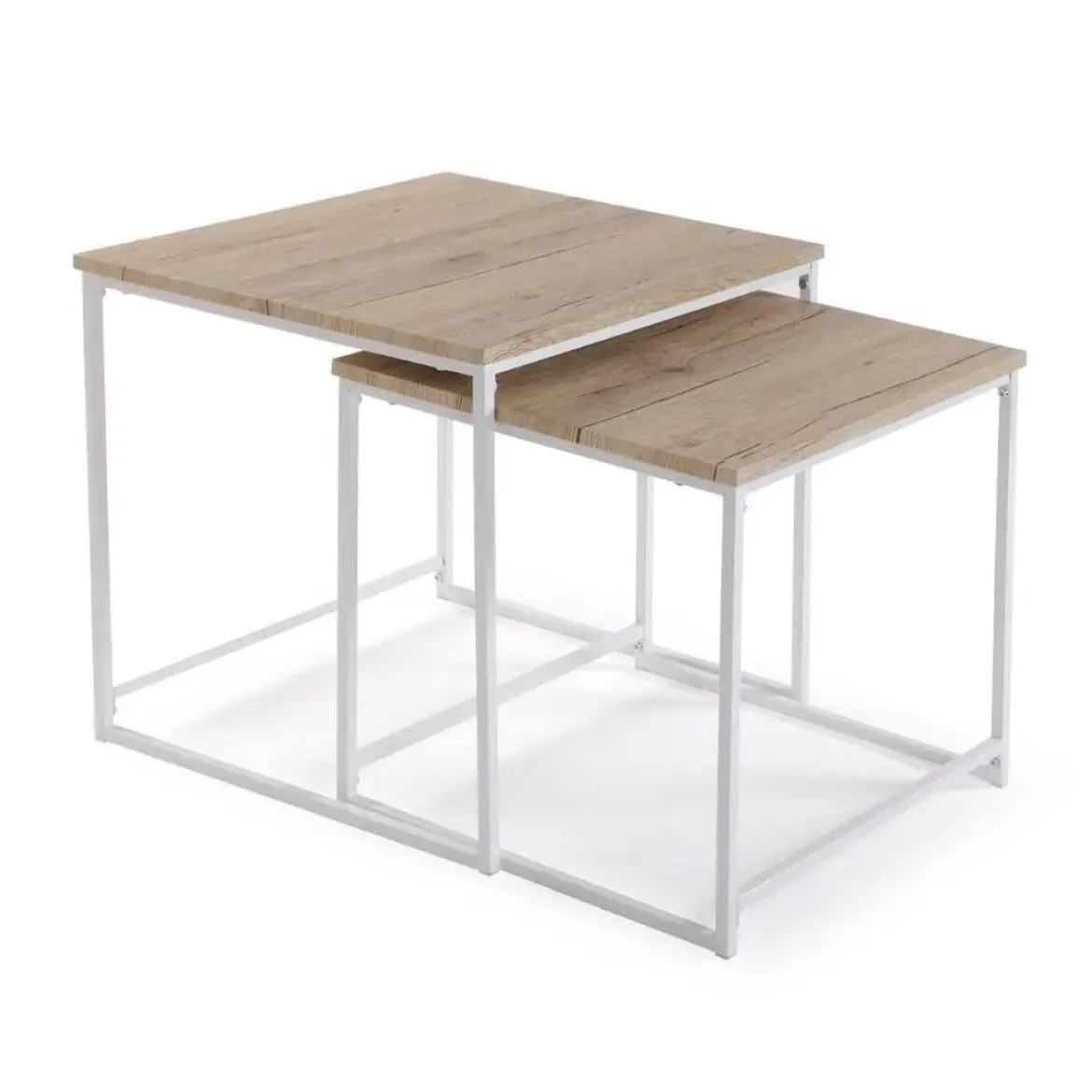 Set de 2 Mesas Nido con Patas de Metal Blancas 10330161