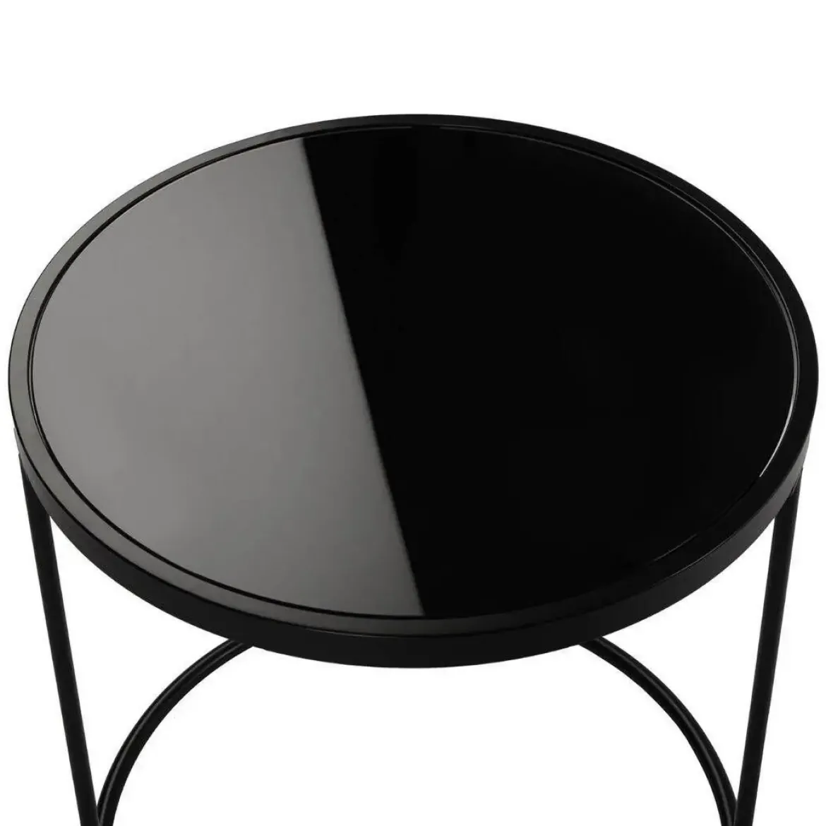 Set de 2 Mesillas Nido Negras de Cristal 18790785