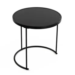 Set de 2 Mesillas Nido Negras de Cristal 18790785