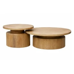 Set 2 Mesas Nido de Madera de Mango Redonda MB-228040