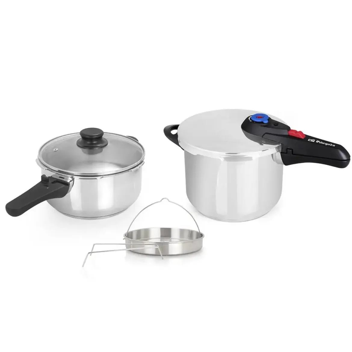 Set Olla Super Rápida Orbegozo 6+4L con Vaporera HP4566