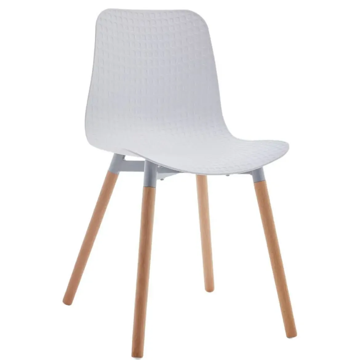 Silla Blanca de Polipropileno con Patas de Madera MIRIAM