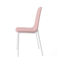 Silla con Patas de Acero Epoxi Blanco y Asiento Rosa MOLY Tapizado A