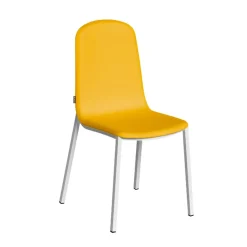Silla con Patas de Acero Epoxi Blanco y Asiento Rosa MOLY Tapizado A