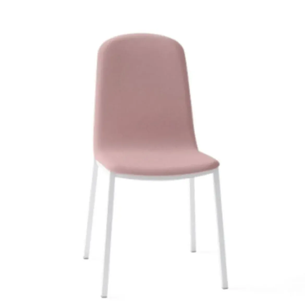 Silla con Patas de Acero Epoxi Blanco y Asiento Rosa MOLY Tapizado A