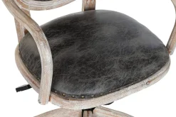 Silla con ruedas madera de abeto y PU marrón oscuro ergonómica MB-203408
