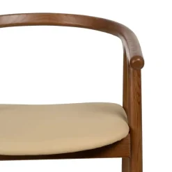 Silla Crema-Marrón con Asiento en Símil Piel y Estructura de Olmo 47 cm 613756