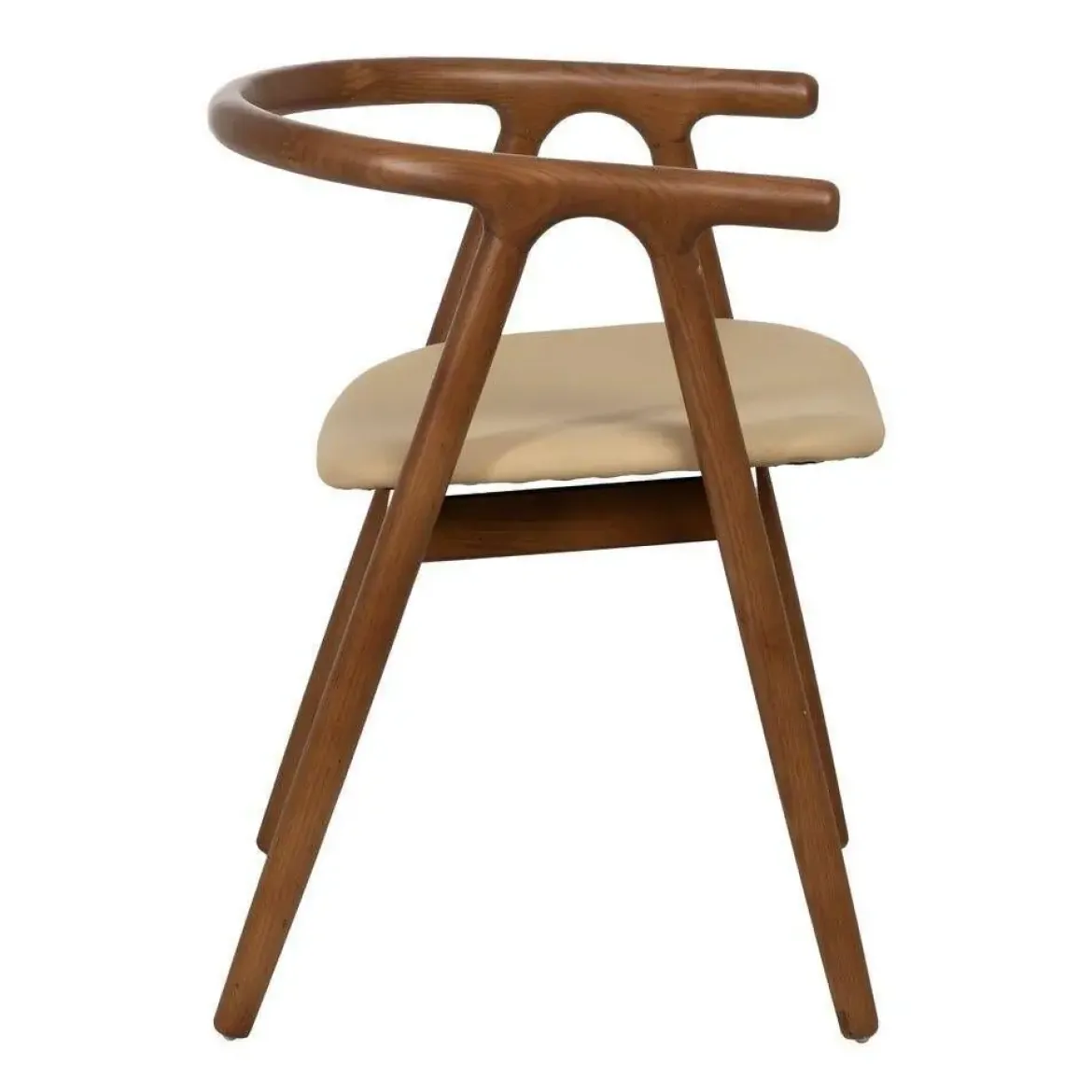 Silla Crema-Marrón con Asiento en Símil Piel y Estructura de Olmo 47 cm 613756