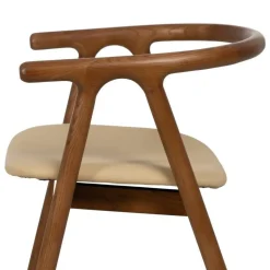 Silla Crema-Marrón con Asiento en Símil Piel y Estructura de Olmo 47 cm 613756