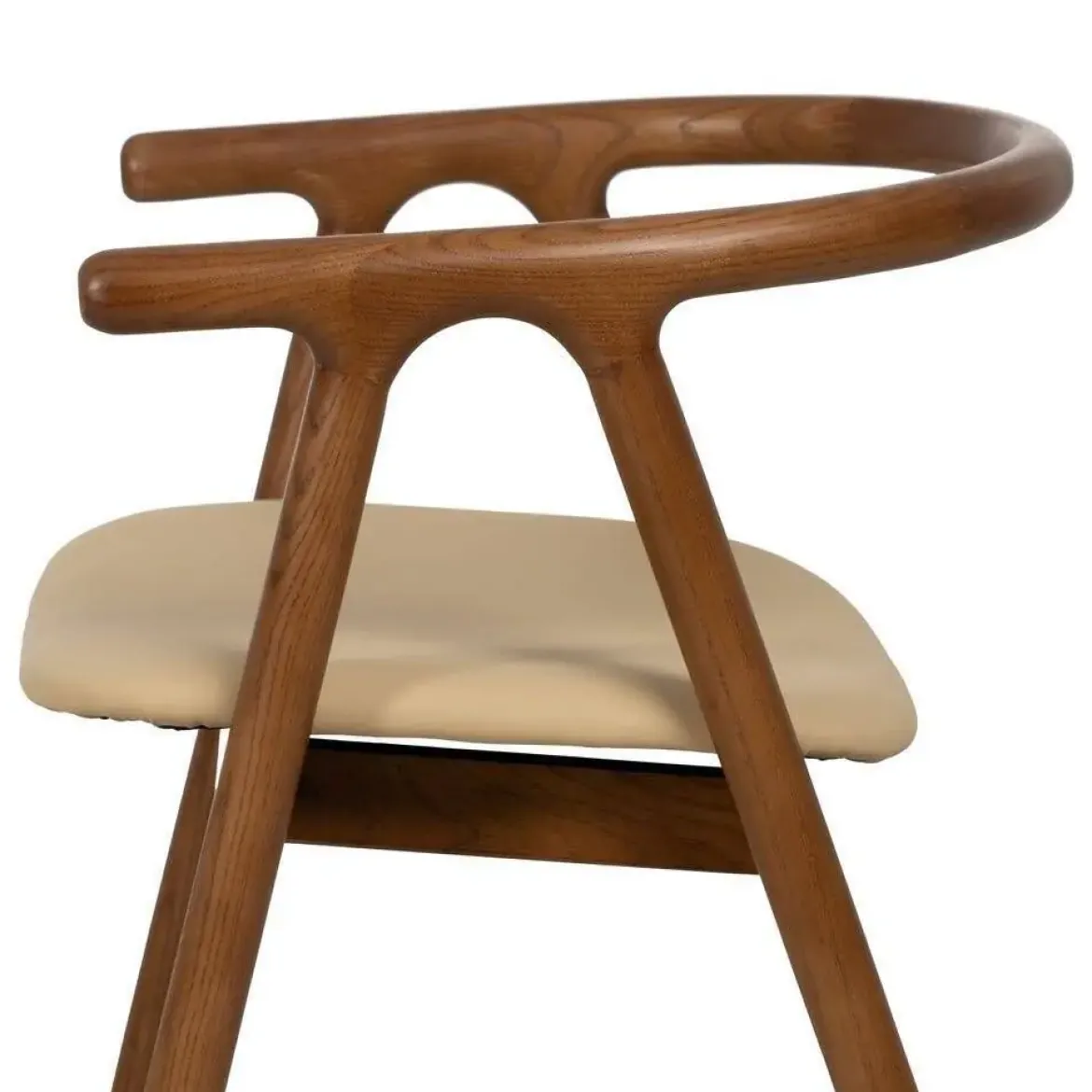 Silla Crema-Marrón con Asiento en Símil Piel y Estructura de Olmo 47 cm 613756