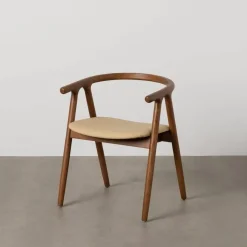 Silla Crema-Marrón con Asiento en Símil Piel y Estructura de Olmo 47 cm 613756