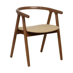 Silla Crema-Marrón con Asiento en Símil Piel y Estructura de Olmo 47 cm 613756