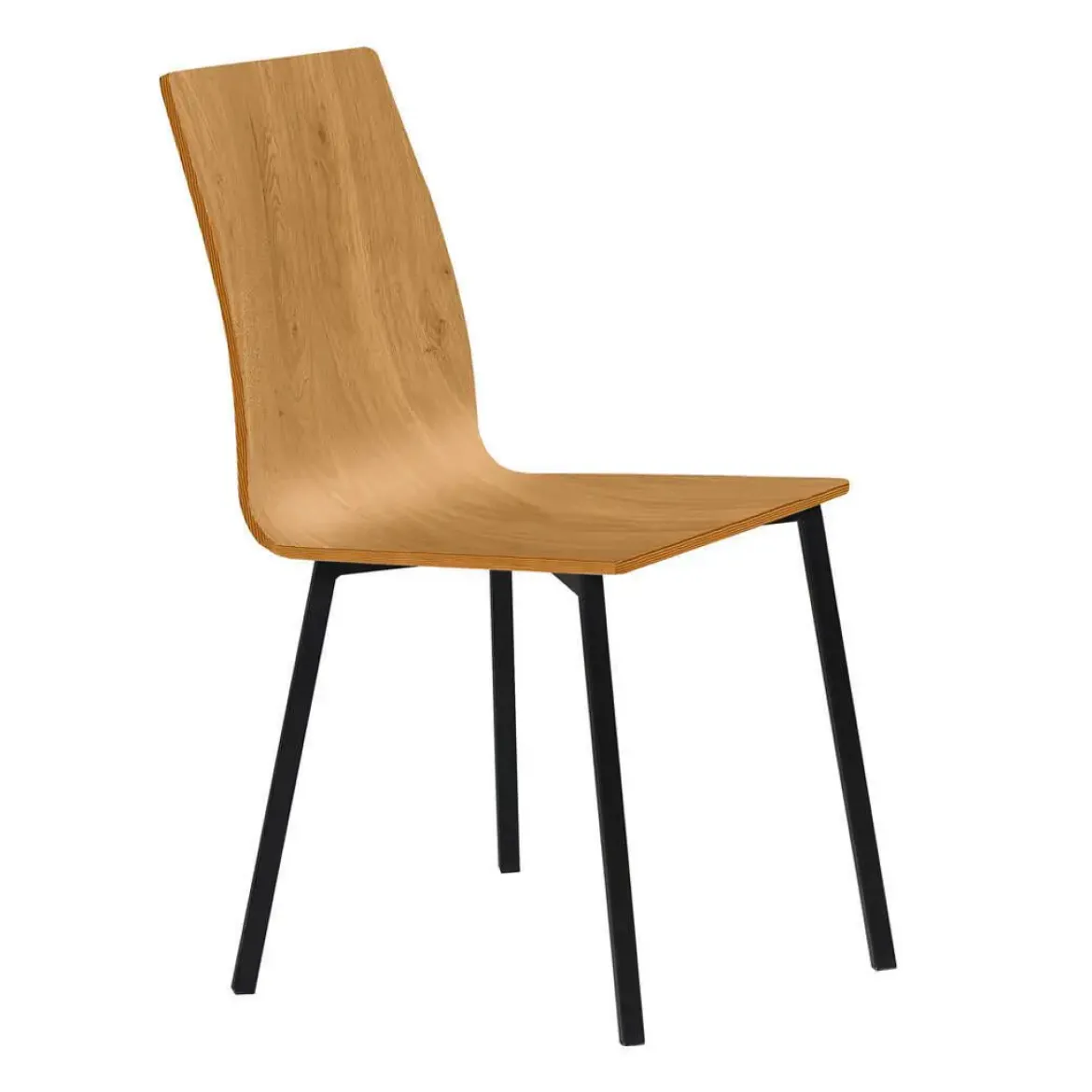 Silla de Cocina con Asiento de Madera y Patas Negras ARGA