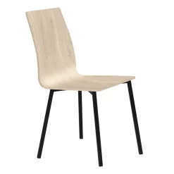 Silla de Cocina con Asiento de Madera y Patas Negras ARGA