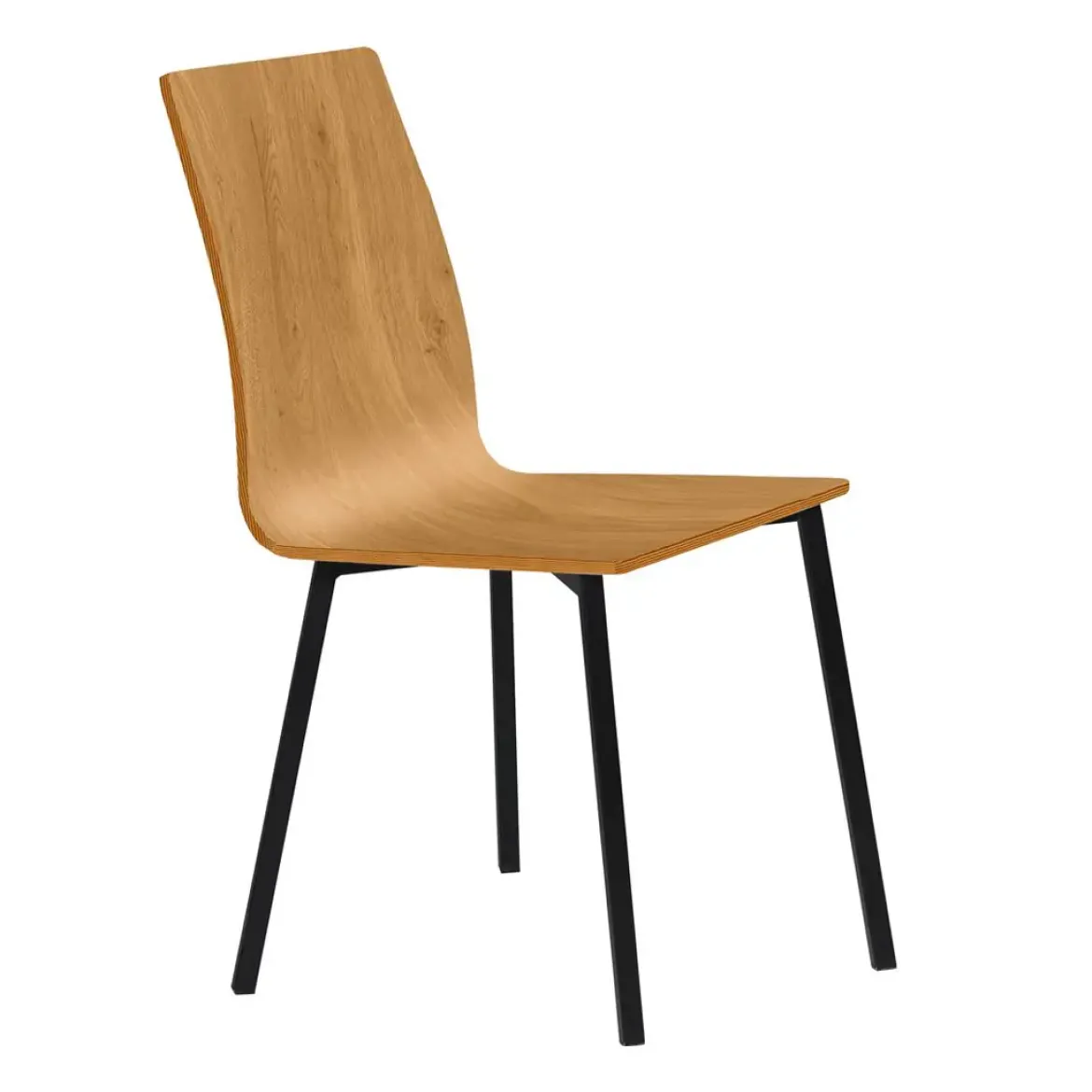 Silla de Cocina con Asiento de Madera y Patas Negras ARGA