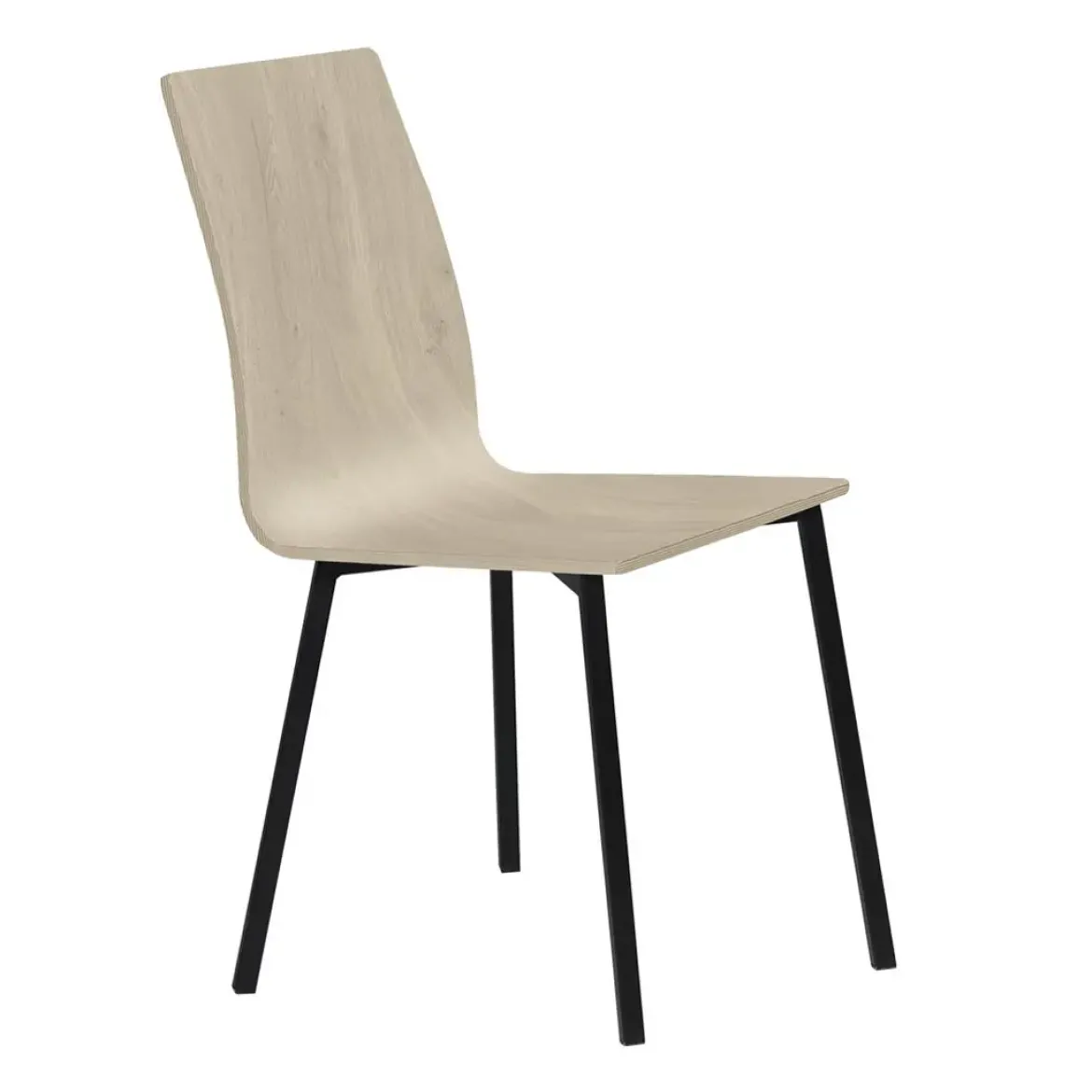 Silla de Cocina con Asiento de Madera y Patas Negras ARGA