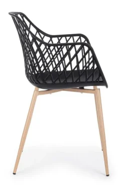 Silla de Comedor con Patas de Acero y Asiento PP OPTIK Negro 0733413