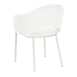 Silla de Comedor con Reposabrazos y Patas de Metal Blanco CAMILA DC-3110