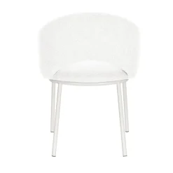 Silla de Comedor con Reposabrazos y Patas de Metal Blanco CAMILA DC-3110