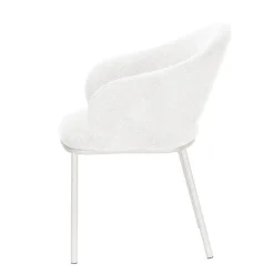 Silla de Comedor con Reposabrazos y Patas de Metal Blanco CAMILA DC-3110