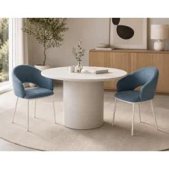Silla de Comedor con Reposabrazos y Patas de Metal Blanco CAMILA DC-3110