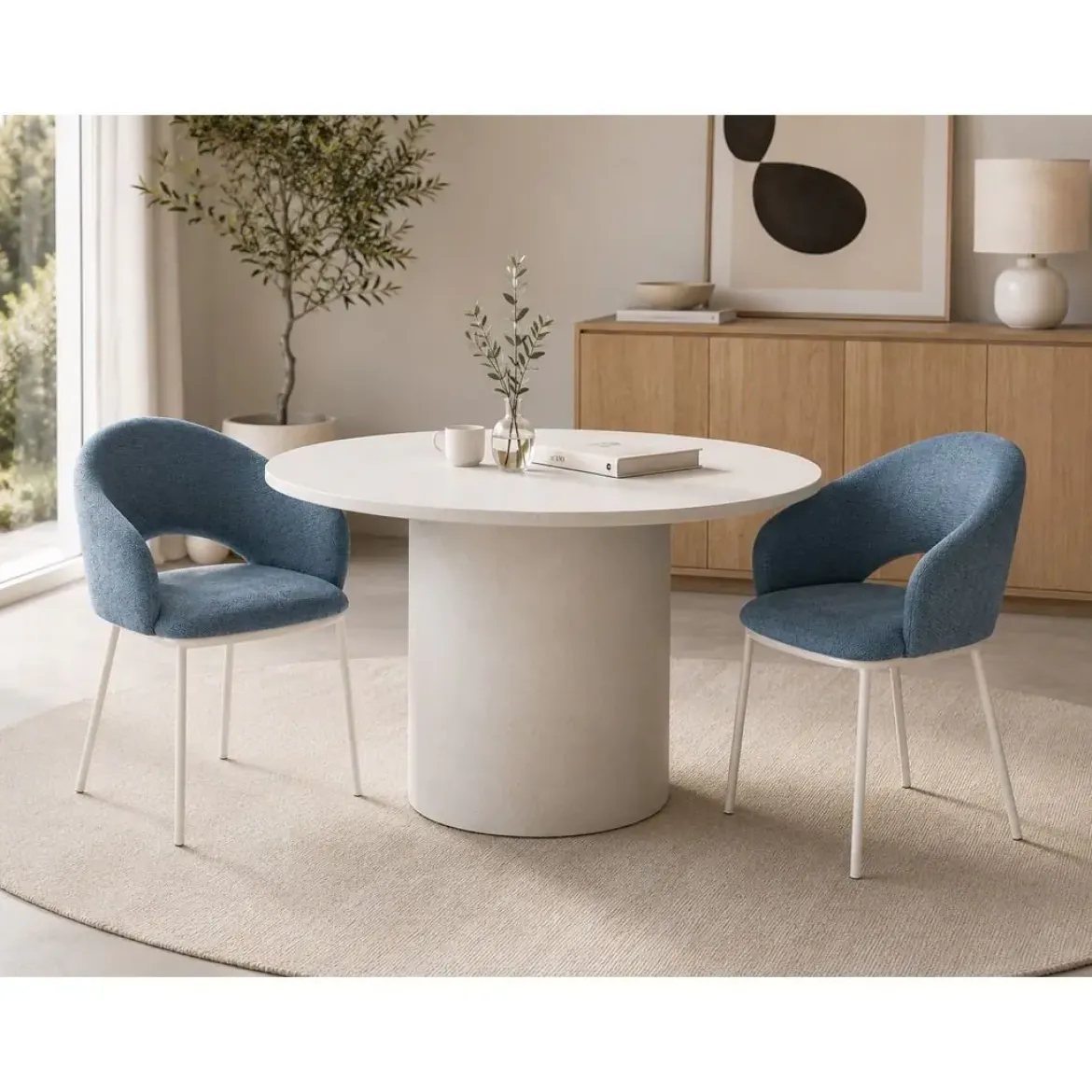 Silla de Comedor con Reposabrazos y Patas de Metal Blanco CAMILA DC-3110