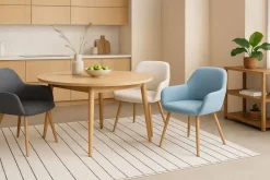 Silla de Comedor con Reposabrazos Tapizada en Tela ERIKA DC-3115