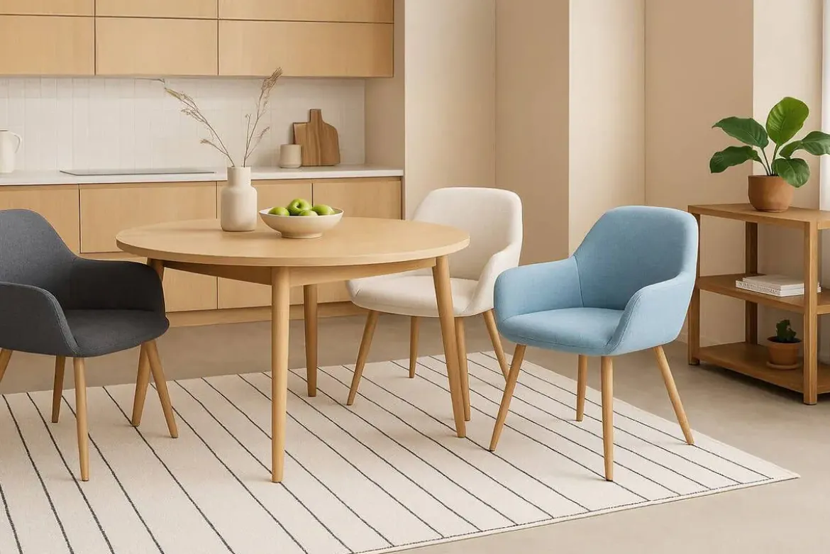 Silla de Comedor con Reposabrazos Tapizada en Tela ERIKA DC-3115