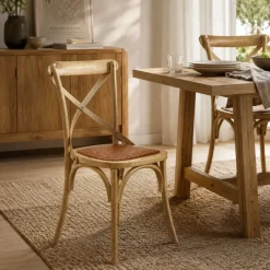 Silla de Comedor CROSS en Madera de Olmo Natural Marrón 0743654 0743654