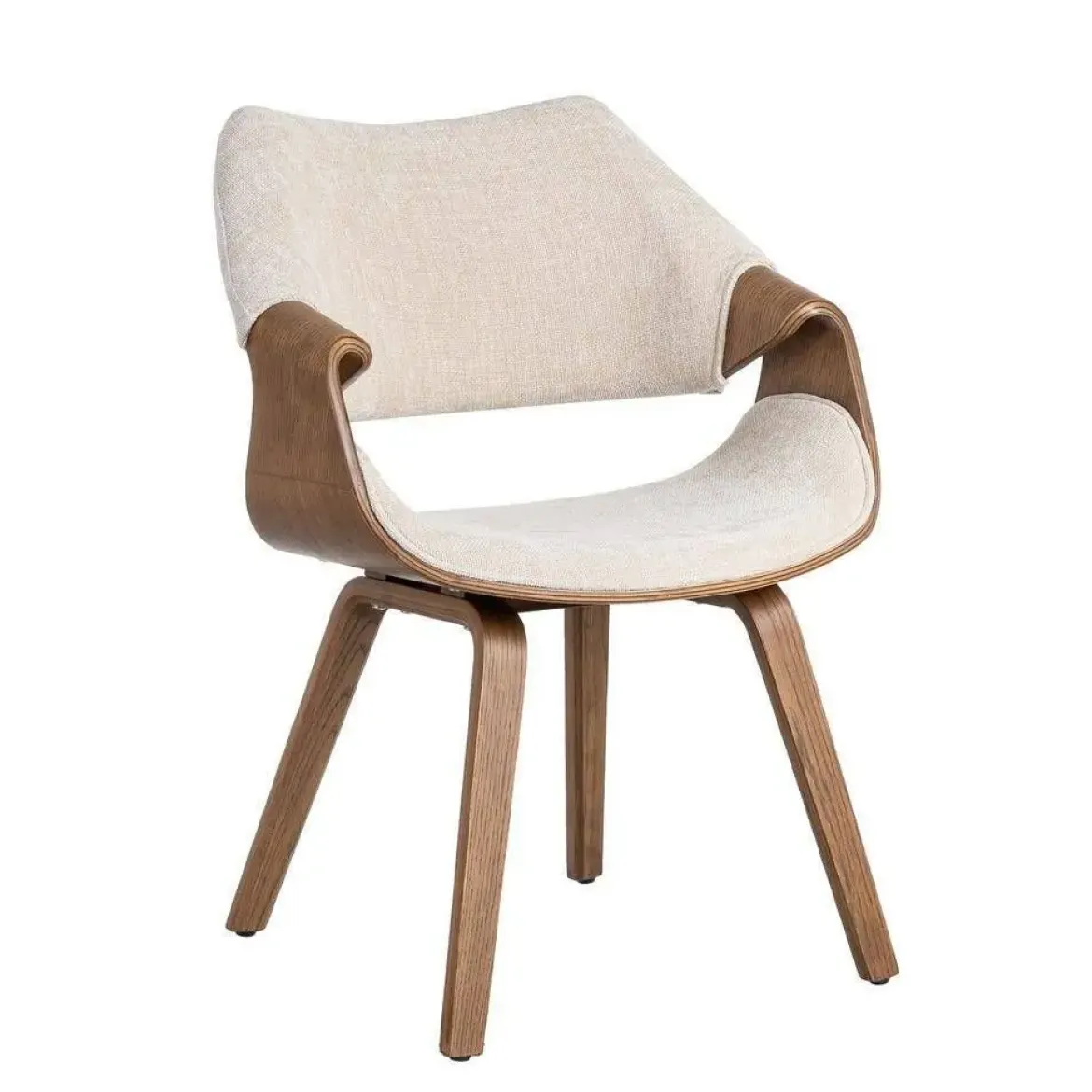 Silla de Comedor de Madera Curvada Tapizada color Crema 615339