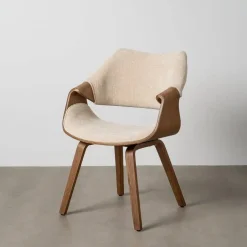 Silla de Comedor de Madera Curvada Tapizada color Crema 615339