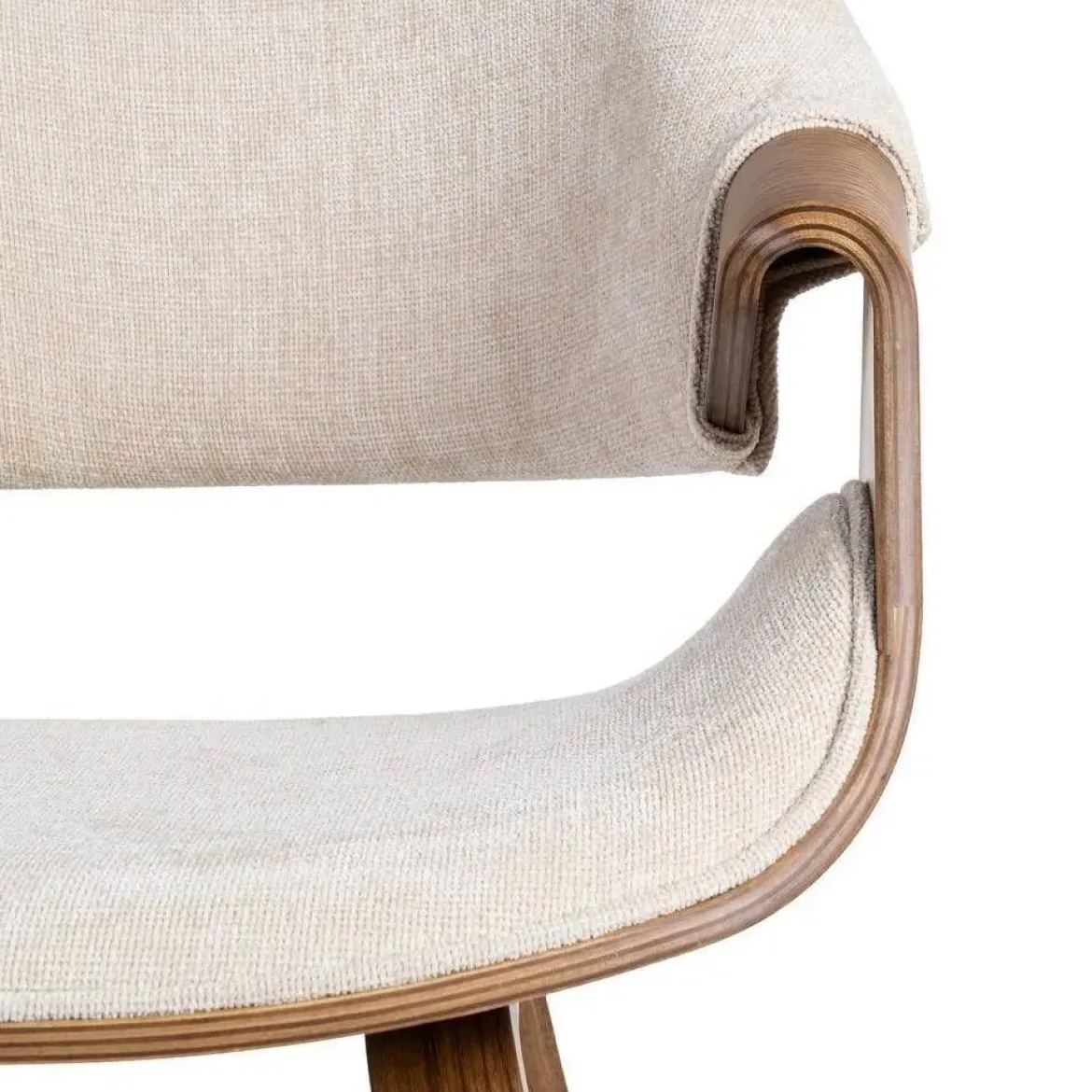 Silla de Comedor de Madera Curvada Tapizada color Crema 615339