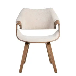 Silla de Comedor de Madera Curvada Tapizada color Crema 615339