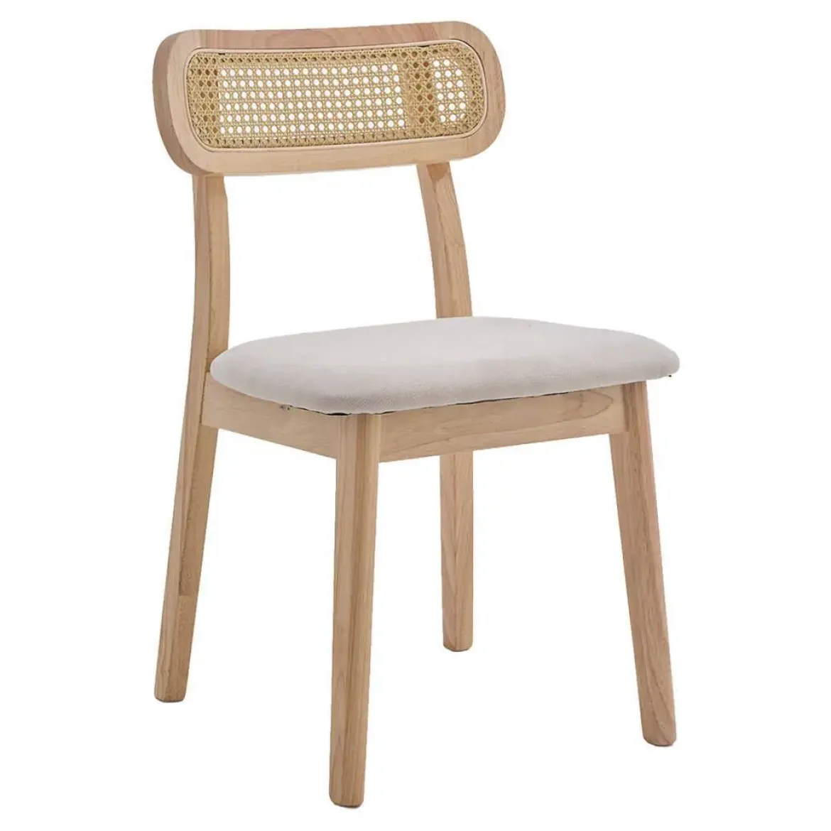 Silla de Comedor de Madera Maciza y Tela MACA