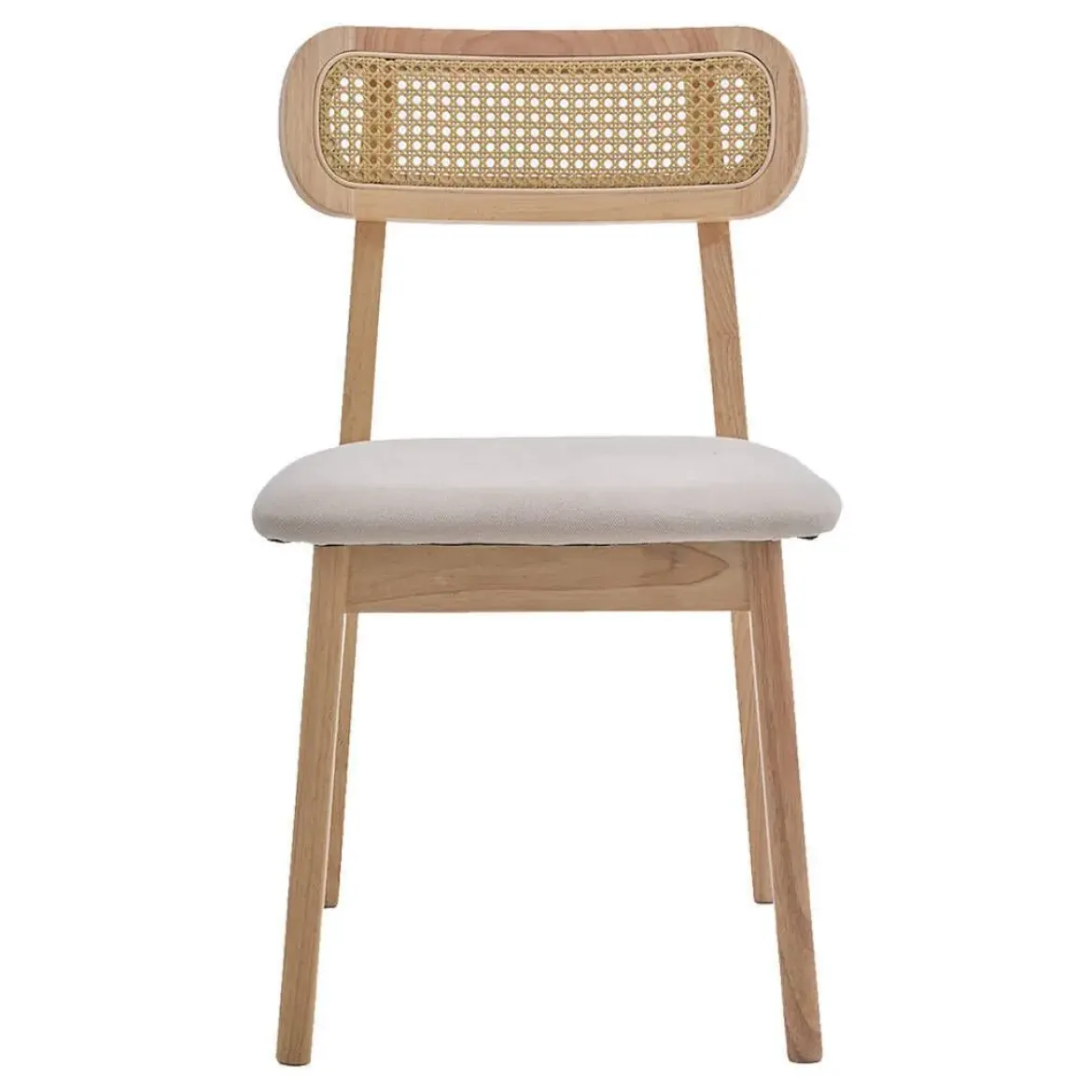 Silla de Comedor de Madera Maciza y Tela MACA