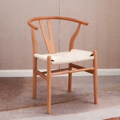 Silla de Comedor de Madera Natural con Asiento de Cuerda DAISY