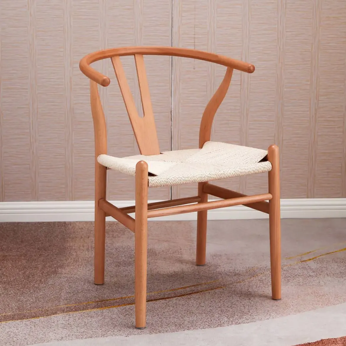Silla de Comedor de Madera Natural con Asiento de Cuerda DAISY
