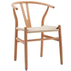 Silla de Comedor de Madera Natural con Asiento de Cuerda DAISY