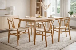 Silla de Comedor de Madera Natural con Asiento de Cuerda DAISY