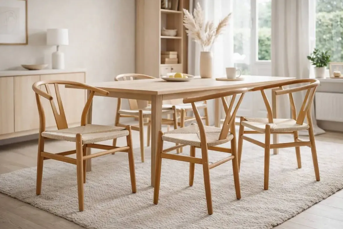 Silla de Comedor de Madera Natural con Asiento de Cuerda DAISY