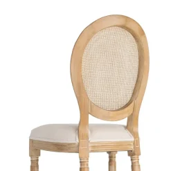 Silla de Comedor en Madera y Ratán Natural y Blanco 611288