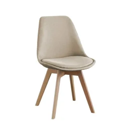Silla de Comedor Tapizada con Patas de Madera MADOX